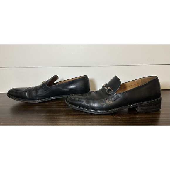Salvatore Ferragamo Horsebit Black Leather Slip On Loafers Men's SIZE 10.5B‎ B - Picture 2 of 12